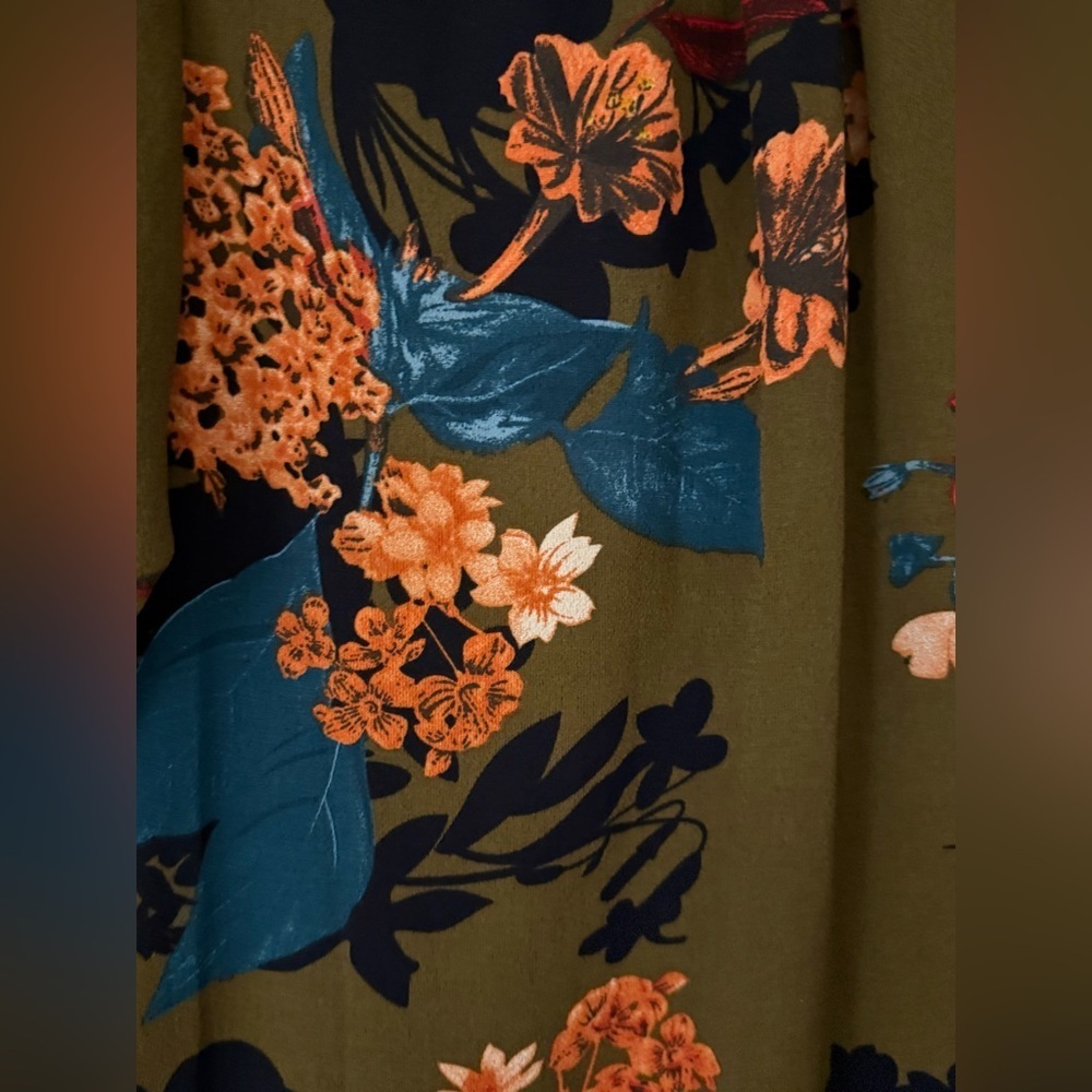 Umgee Olive Floral Long Sleeve Dress - Picture 6 of 11